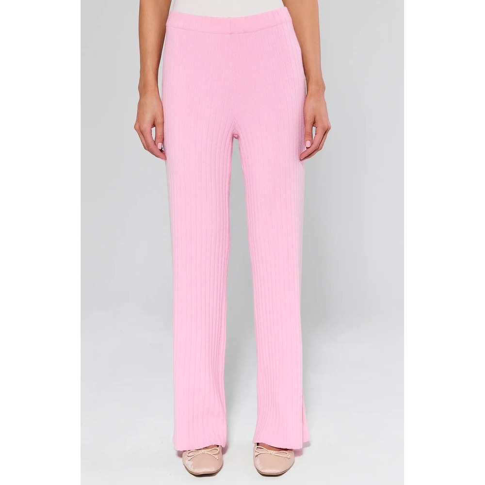 NWT Avara Wishlist Brianna Pink Ribbed Knit‎ Pants Large Stretch Comfy Lounge